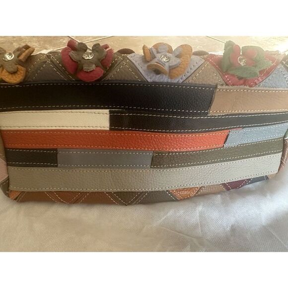 New Genuine Leather Multi Color Purse Satchel - Picture 2 of 10